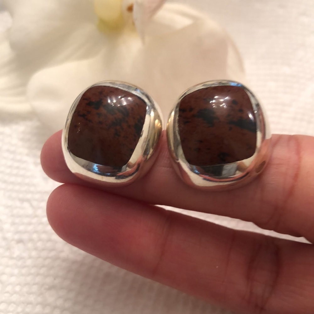 Vintage 925 Solid Sterling Silver Stud Earrings - Picture 7 of 7